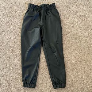 Faux leather joggers